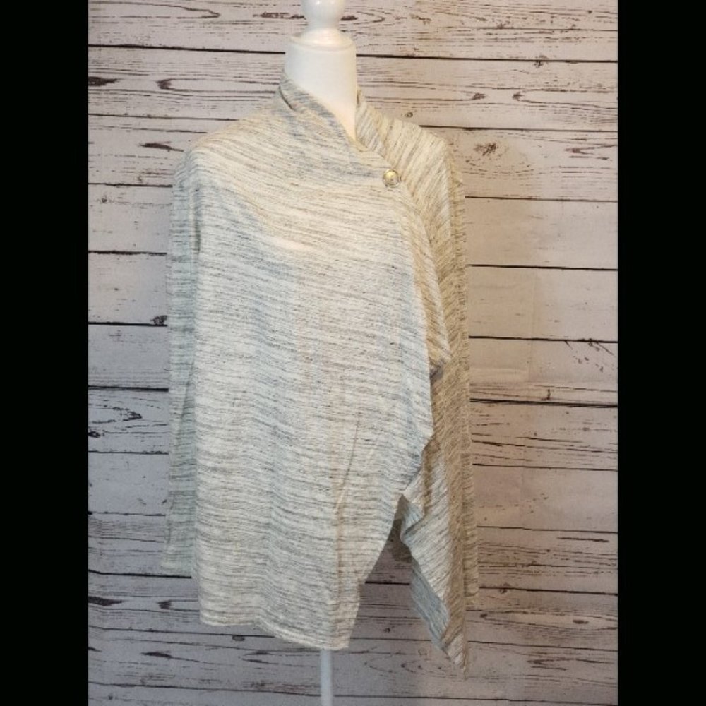Bobeau One Button Sweatshirt Cardigan Wrap